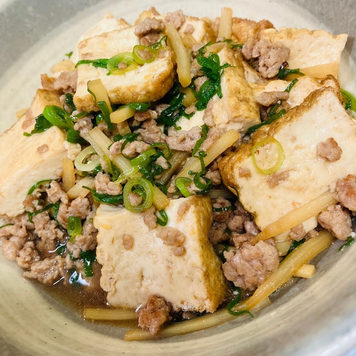 甘辛でご飯が進む生揚げ(厚揚げ)と豚ひき肉炒め煮